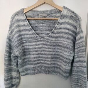 Urban Outfitters Striped Cropped V Neck Sweater Women's Size XS
